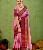 Raag varnam pink narayanpet mercerized cotton saree