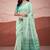Turquoise modal cotton woven saree with unstitched blouse piece
