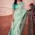 Turquoise modal cotton woven saree with unstitched blouse piece