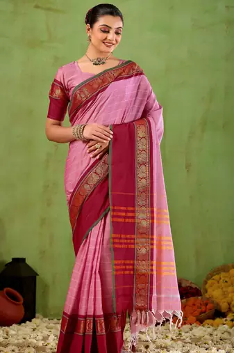 Raag varnam pink narayanpet mercerized cotton saree