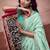 Turquoise modal cotton woven saree with unstitched blouse piece