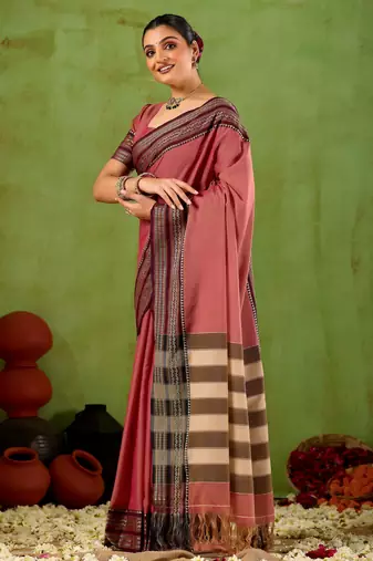 Raag varnam pink narayanpet mercerized cotton saree