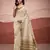 Beige modal cotton woven saree with unstitched blouse piece
