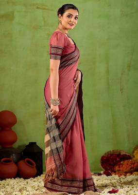 Raag varnam pink narayanpet mercerized cotton saree 6