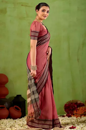 Raag varnam pink narayanpet mercerized cotton saree
