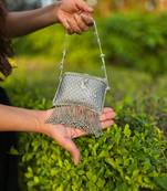 Lifafa fringe clutch bag silver