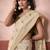 Beige modal cotton woven saree with unstitched blouse piece