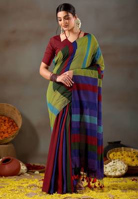 Raag varnam gold handloom khadi cotton saree 3