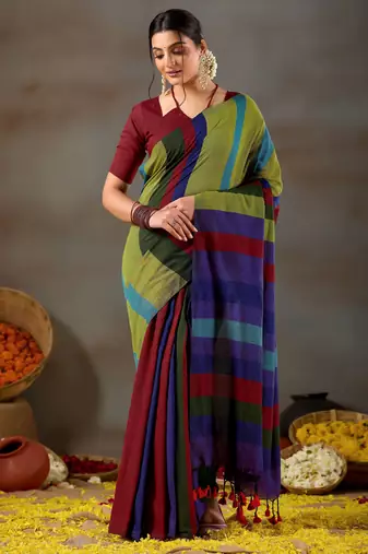 Raag varnam gold handloom khadi cotton saree