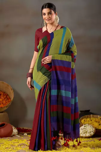 Raag varnam gold handloom khadi cotton saree