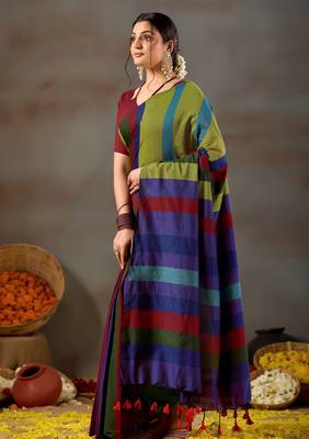 Raag varnam gold handloom khadi cotton saree 5