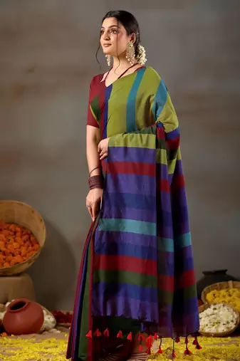 Raag varnam gold handloom khadi cotton saree