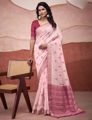 Gajari modal cotton woven saree with unstitched blouse piece 1