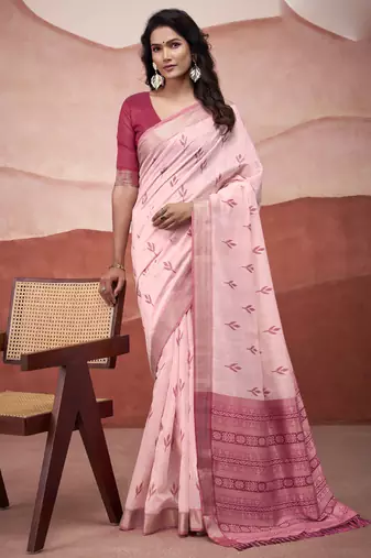 Gajari modal cotton woven saree with unstitched blouse piece