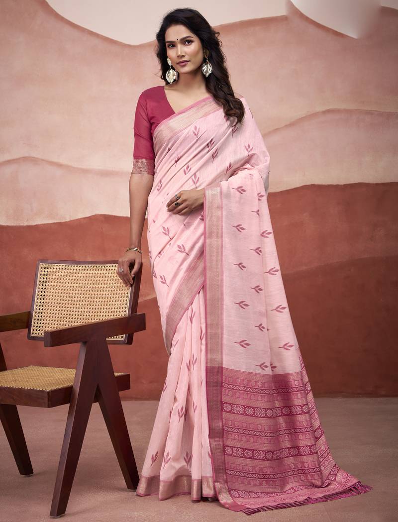 Gajari modal cotton woven saree with unstitched blouse piece