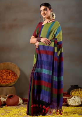 Raag varnam gold handloom khadi cotton saree 6