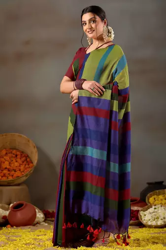 Raag varnam gold handloom khadi cotton saree