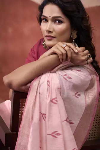 Gajari modal cotton woven saree with unstitched blouse piece