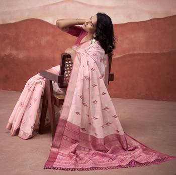 Gajari modal cotton woven saree with unstitched blouse piece 3