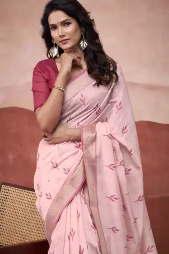Gajari modal cotton woven saree with unstitched blouse piece