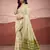 Parrot green modal cotton woven saree with unstitched blouse piece
