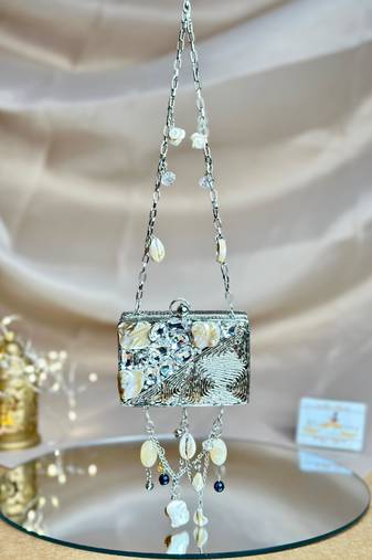 Khwaish viral nano clutch bag - silver