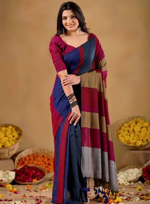Raag varnam grey handloom khadi cotton saree 1