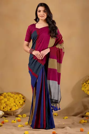 Raag varnam grey handloom khadi cotton saree