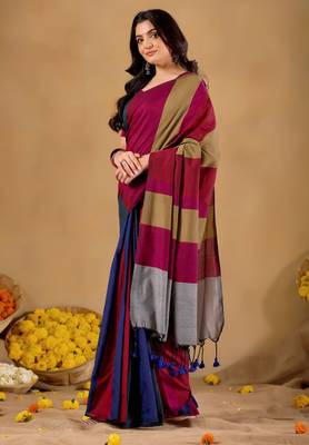 Raag varnam grey handloom khadi cotton saree 4