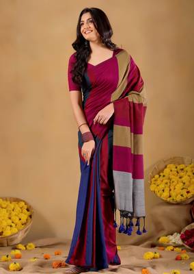 Raag varnam grey handloom khadi cotton saree 5