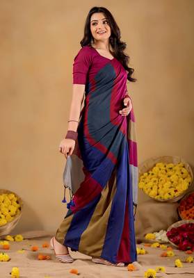 Raag varnam grey handloom khadi cotton saree 6