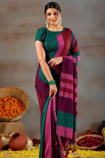 Raag varnam multi handloom khadi cotton saree