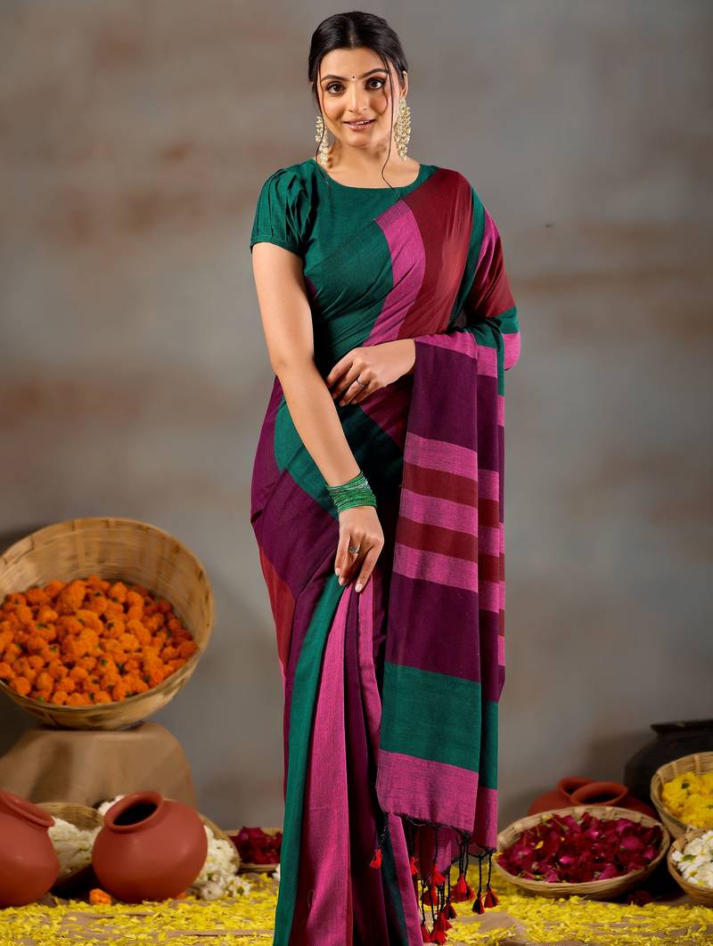 Raag varnam multi handloom khadi cotton saree