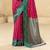 magenta satin silk blend woven saree with unstitched blouse piece