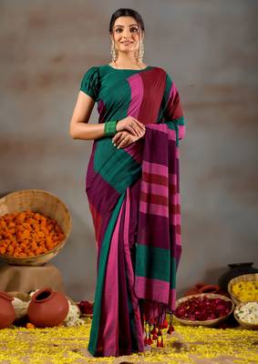 Raag varnam multi handloom khadi cotton saree 3