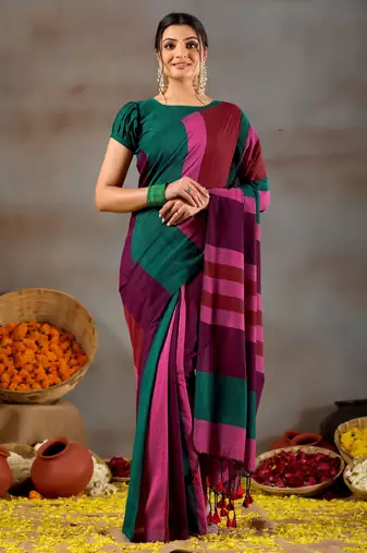 Raag varnam multi handloom khadi cotton saree