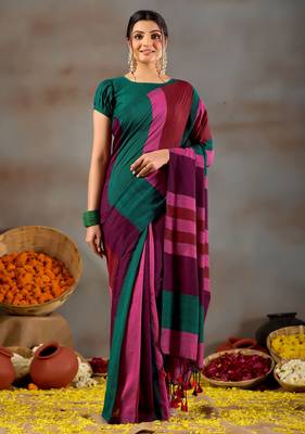 Raag varnam multi handloom khadi cotton saree 4