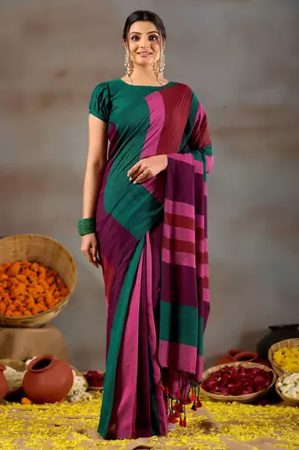 Raag varnam multi handloom khadi cotton saree