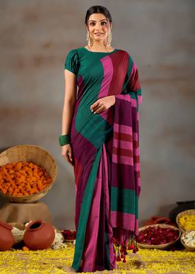 Raag varnam multi handloom khadi cotton saree 5