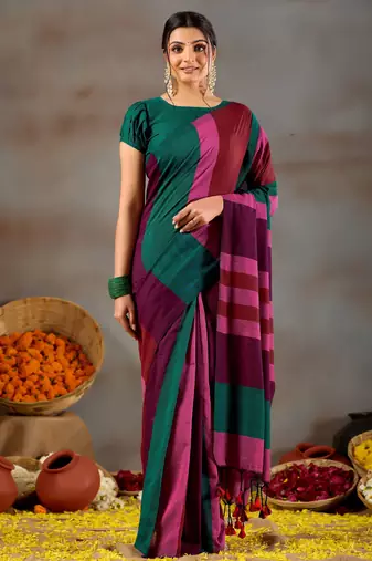 Raag varnam multi handloom khadi cotton saree