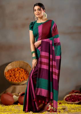 Raag varnam multi handloom khadi cotton saree 6