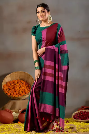 Raag varnam multi handloom khadi cotton saree