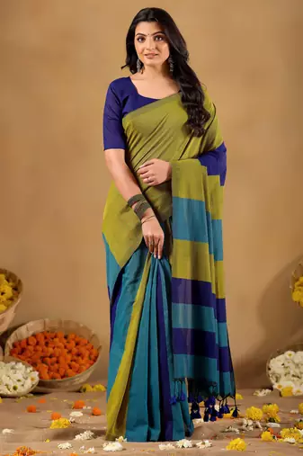 Raag varnam navy handloom khadi cotton saree