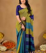 Raag varnam navy handloom khadi cotton saree