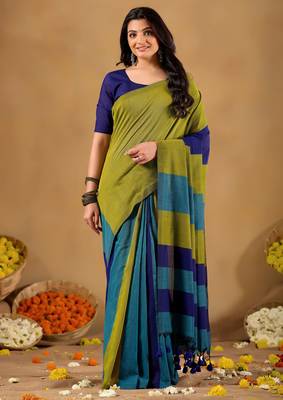 Raag varnam navy handloom khadi cotton saree 4