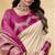 beige satin silk blend woven saree with unstitched blouse piece