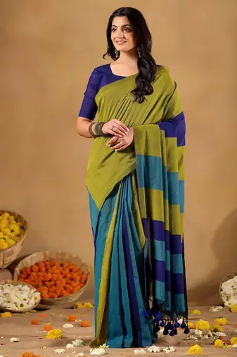 Raag varnam navy handloom khadi cotton saree