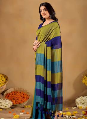 Raag varnam navy handloom khadi cotton saree 6