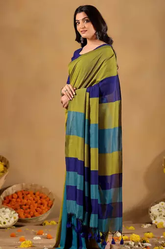 Raag varnam navy handloom khadi cotton saree