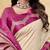 beige satin silk blend woven saree with unstitched blouse piece